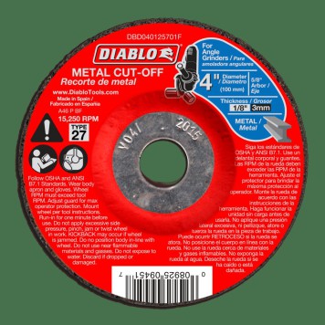 DIABLO 4" X 1/8" Metal Cut Off Disc - Type 27