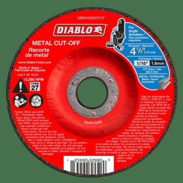 DIABLO 4 1/2" X 1/16" Metal Cut Off Disc - Type 27