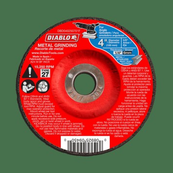 DIABLO 4" X 1/4" Metal Grinding Disc - Type 27