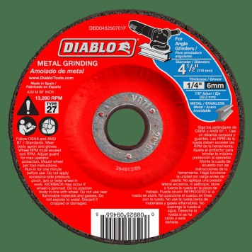 DIABLO 4 1/2" X 1/4" Metal Grinding Disc - Type 27