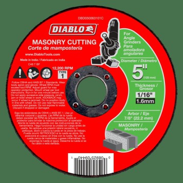 DIABLO 5" X 1/16" Masonry Cut Off Disc - Type 1