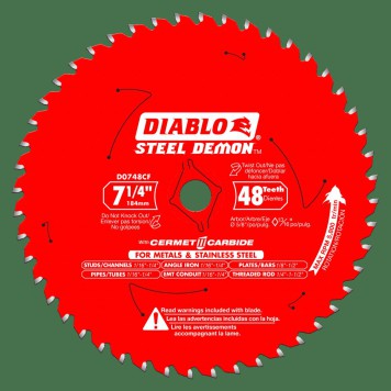 DIABLO 7 1/4 in. x 48 Tooth Cermet Metal and Stainless Steel Cutting Saw Blade