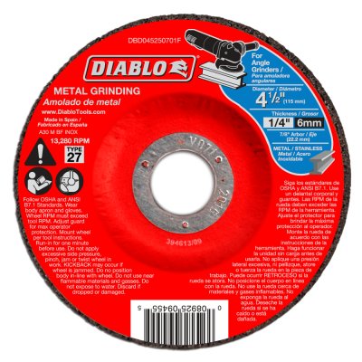DIABLO 4 1/2" X 1/4" Metal Grinding Disc - Type 27