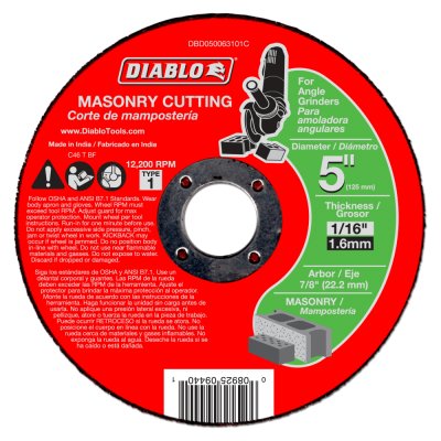 Cutting & Grinding Blades - DIABLO 5" X 1/16" Masonry Cut Off Disc - Type 1
