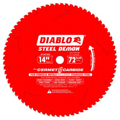 Cutting & Grinding Blades - DIABLO 14 in. x 72 Tooth Cermet Metal and Stainless Steel Cutting Saw Blade