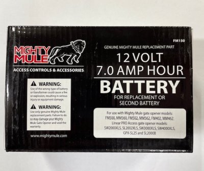 Gate Openers - MIGHTY MULE 12 VOLT BATTERY